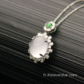 Pendentif en or massif de jadeite blanc glacé 18K